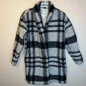 Madewell Black and Gray Plaid Teddy Jacket